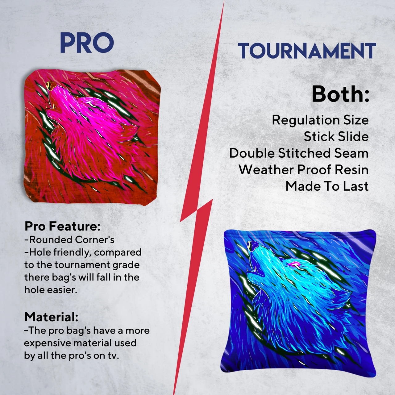 Blue Pink Wolf Tournament Cornhole Bags - Set Of 8 8 Blue Pink Wolf Tournament Cornhole Bags - Set Of 8 - Image 6