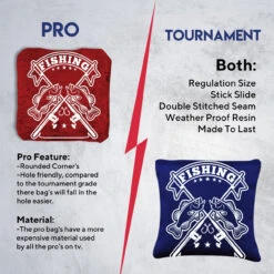 Red Blue Fish Logo Tournament Cornhole Bags - Set Of 8 -Best Toy Shop 6 19746.1708293936
