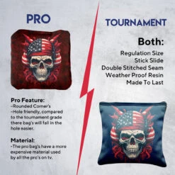 Skull Red Blue Professional Cornhole Bags - Set Of 8 -Best Toy Shop 6 44545.1707198250