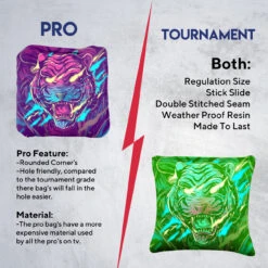 Purple Green Tiger Professional Cornhole Bags - Set Of 8 13 Purple Green Tiger Professional Cornhole Bags - Set Of 8 -Best Toy Shop 6 50159.1707198765