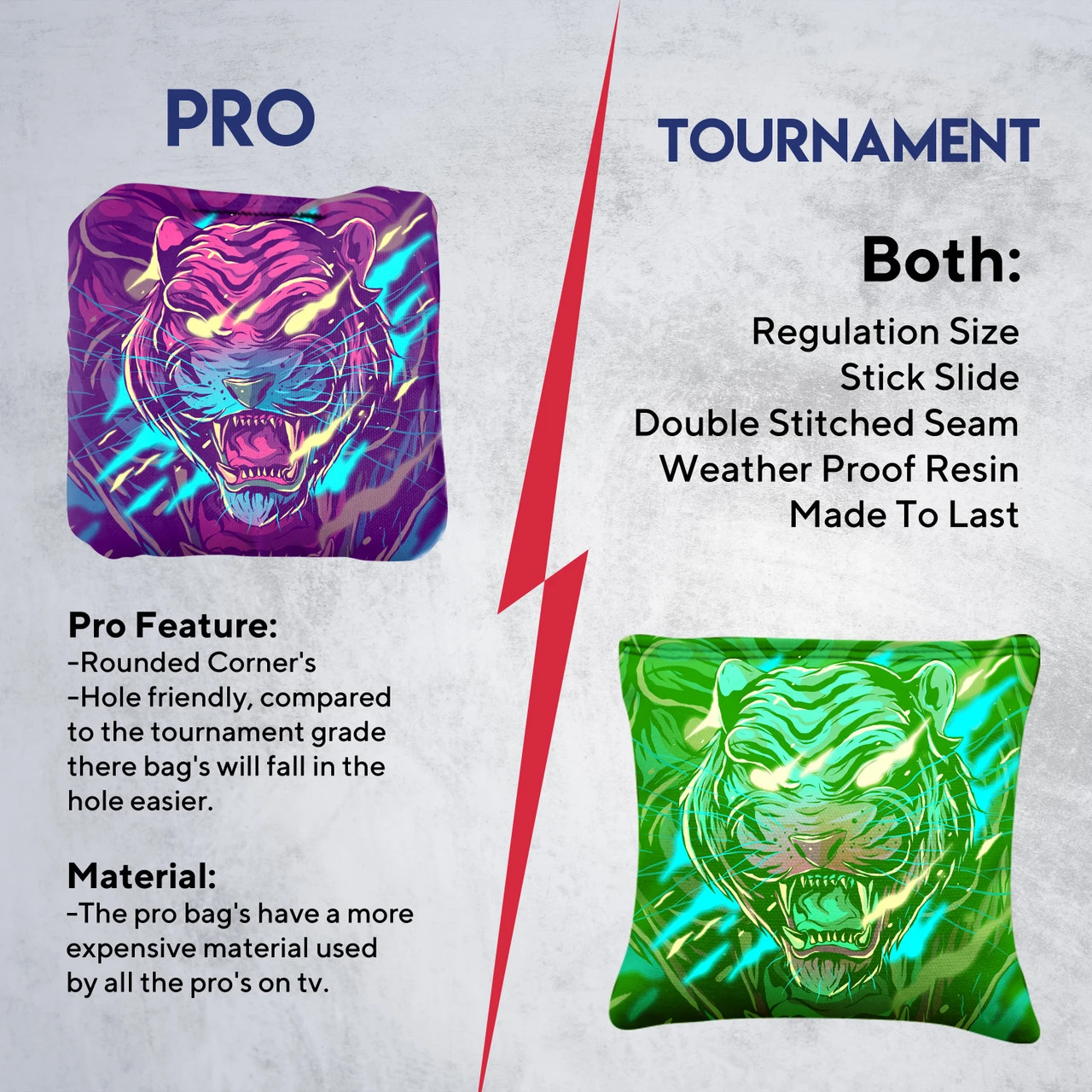 Purple Green Tiger Professional Cornhole Bags - Set Of 8 8 Purple Green Tiger Professional Cornhole Bags - Set Of 8 - Image 6