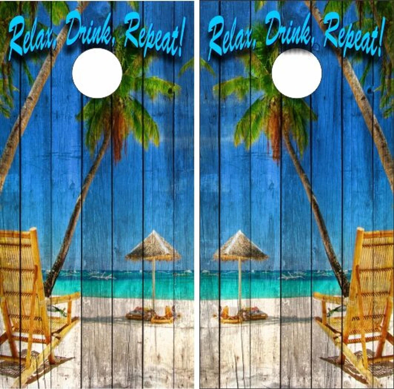 Relax, Drink, Repeat Cornhole Wraps - Set Of 2 3 Relax, Drink, Repeat Cornhole Wraps - Set Of 2