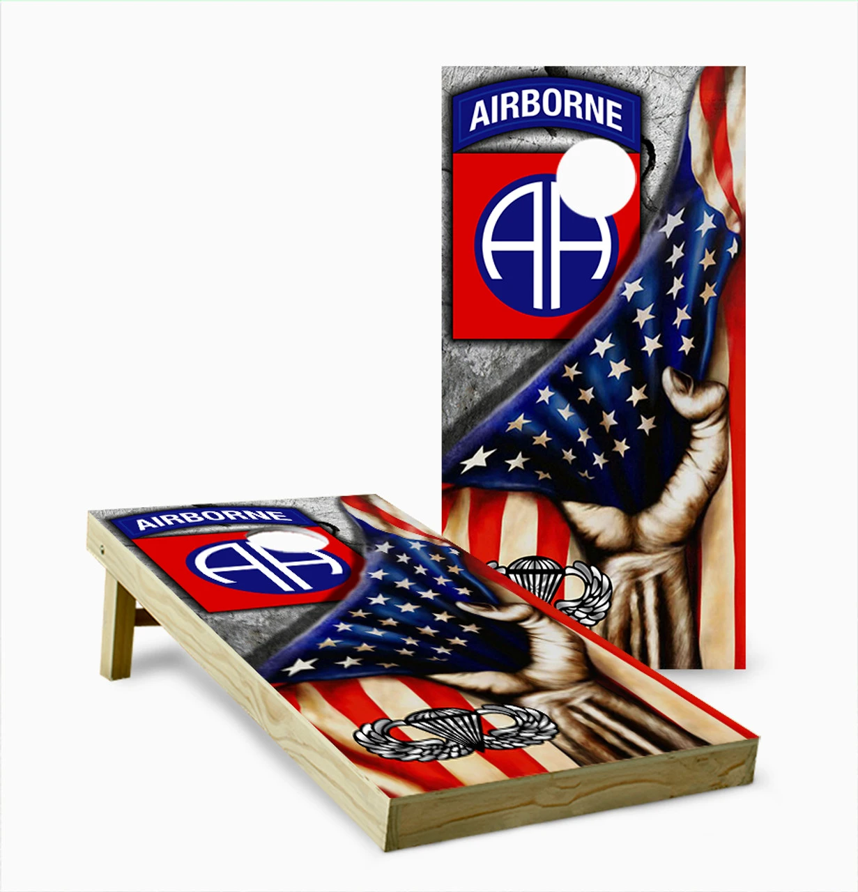 82nd Airborne Division American Flag Cornhole Set With Bags