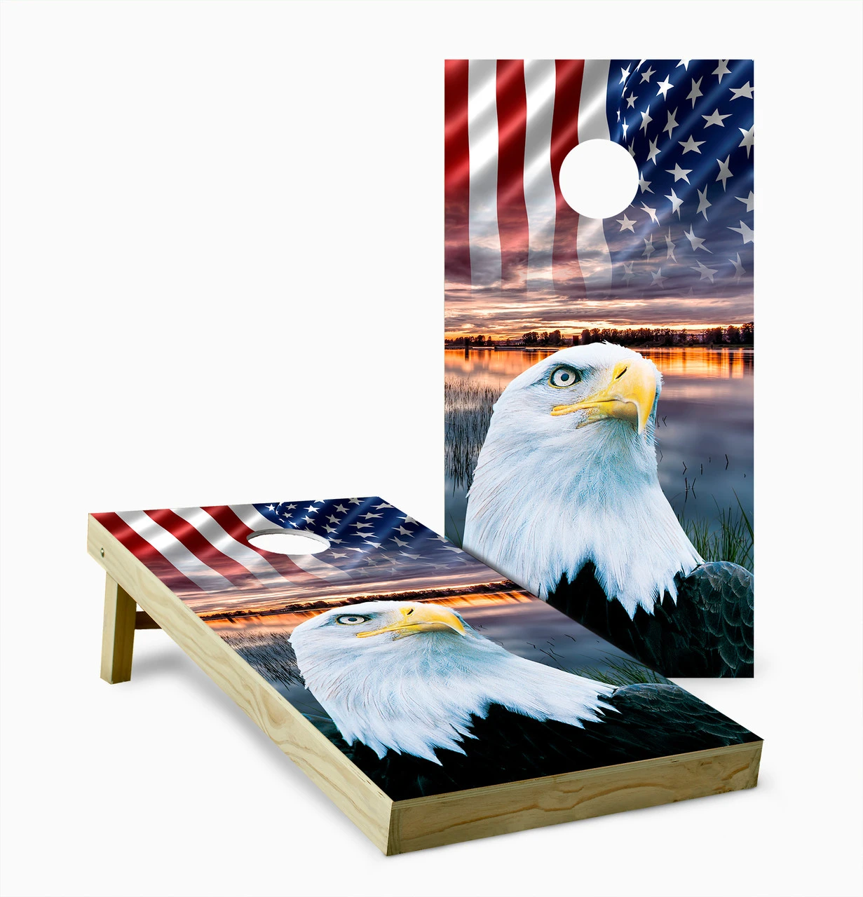 American Flag Eagle (Version 2) Cornhole Set With Bags 3 American Flag Eagle (Version 2) Cornhole Set With Bags