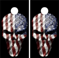 American Flag Skull Cornhole Wraps - Set Of 2