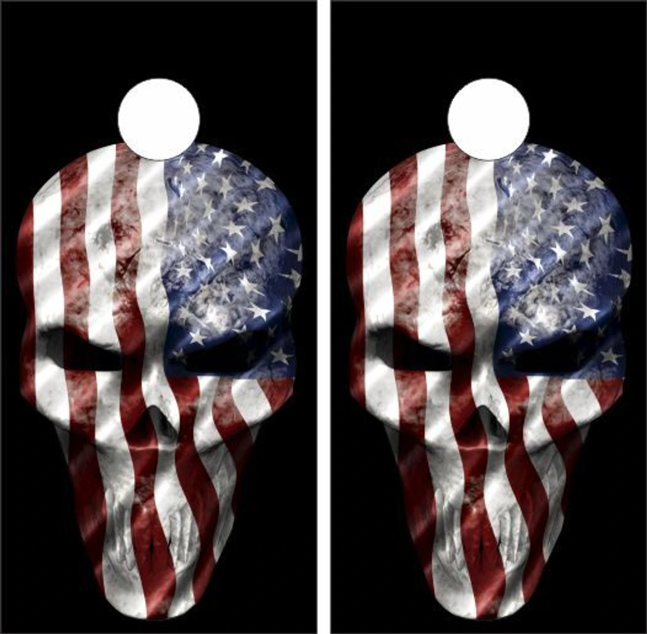American Flag Skull Cornhole Wraps - Set Of 2 3 American Flag Skull Cornhole Wraps - Set Of 2
