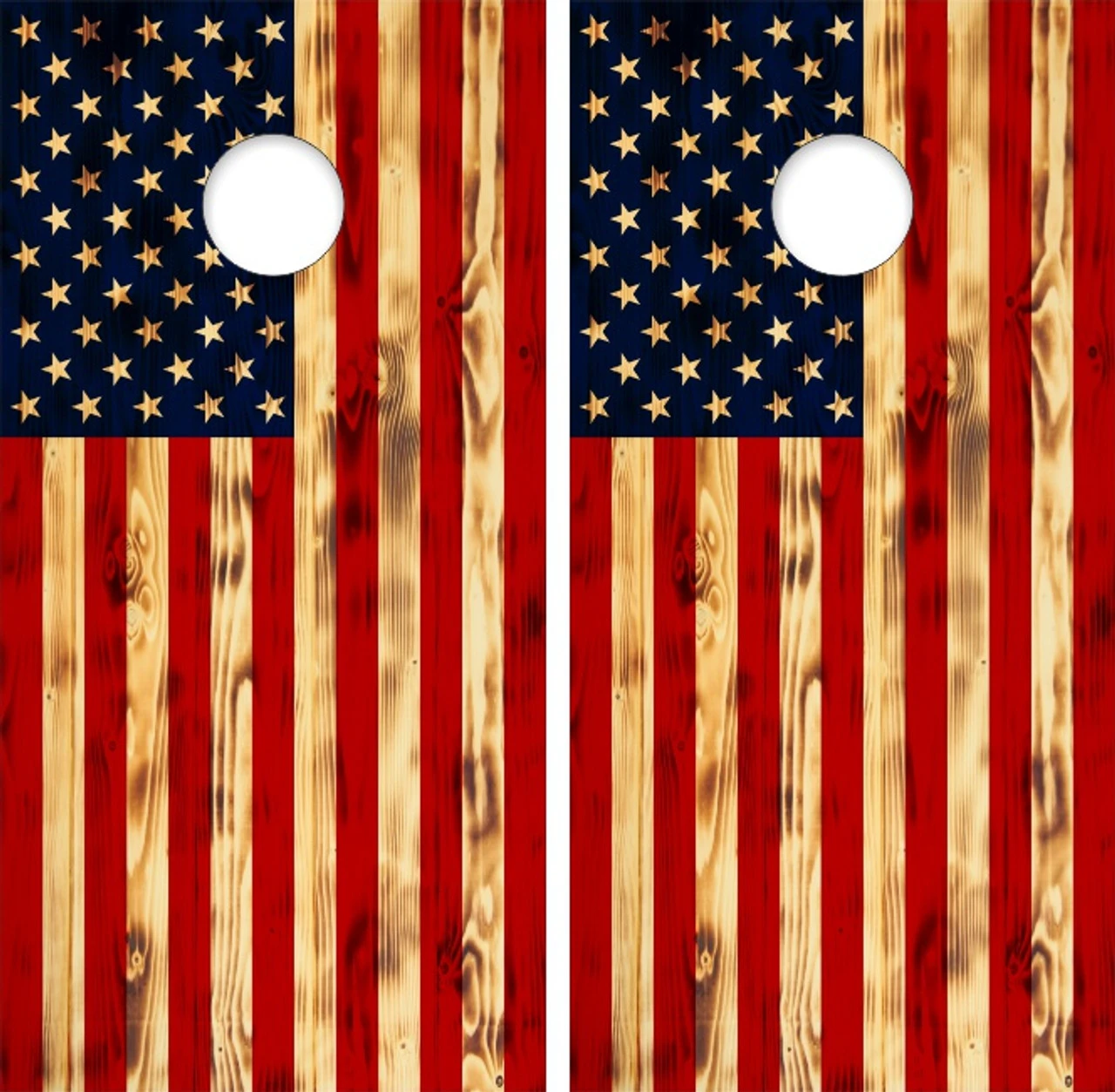 American Flag Wood Grain Cornhole Wraps - Set Of 2 3 American Flag Wood Grain Cornhole Wraps - Set Of 2