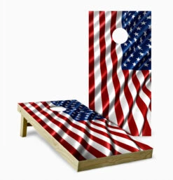 Waving American Flag Cornhole Set With Bags