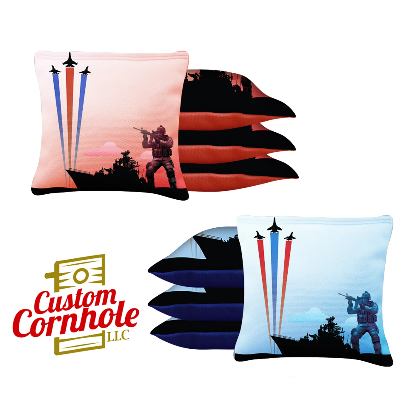 Battleship Soldier Tournament Cornhole Bags - Set Of 8 3 Battleship Soldier Tournament Cornhole Bags - Set Of 8