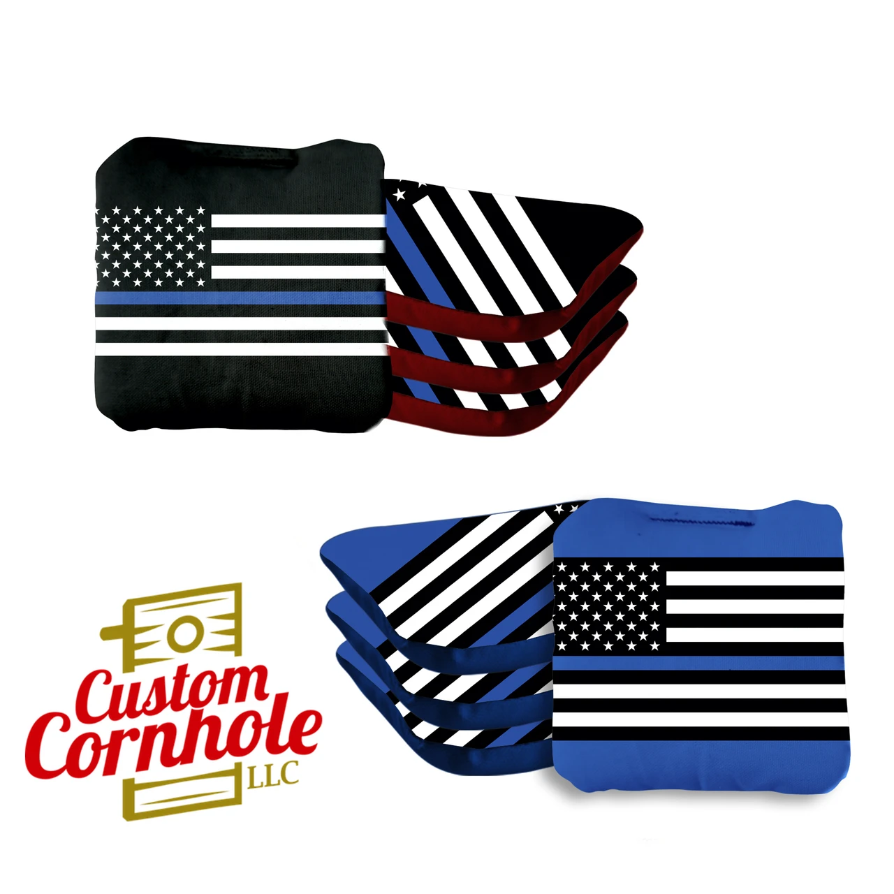 Blue Lines Flag Professional Cornhole Bags - Set Of 8 3 Blue Lines Flag Professional Cornhole Bags - Set Of 8