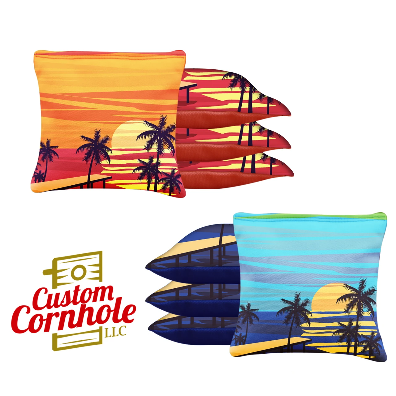 Blue Red Beach Tournament Cornhole Bags - Set Of 8 3 Blue Red Beach Tournament Cornhole Bags - Set Of 8