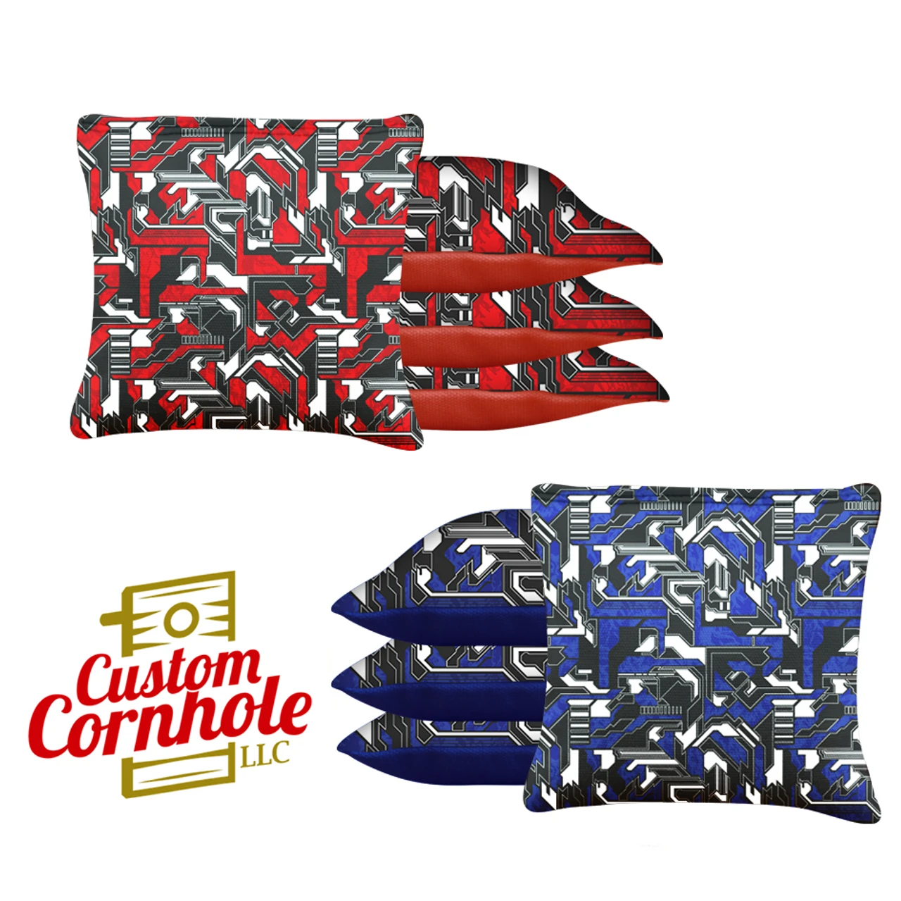 Blue Red Tech Fusion Tournament Cornhole Bags - Set Of 8 3 Blue Red Tech Fusion Tournament Cornhole Bags - Set Of 8