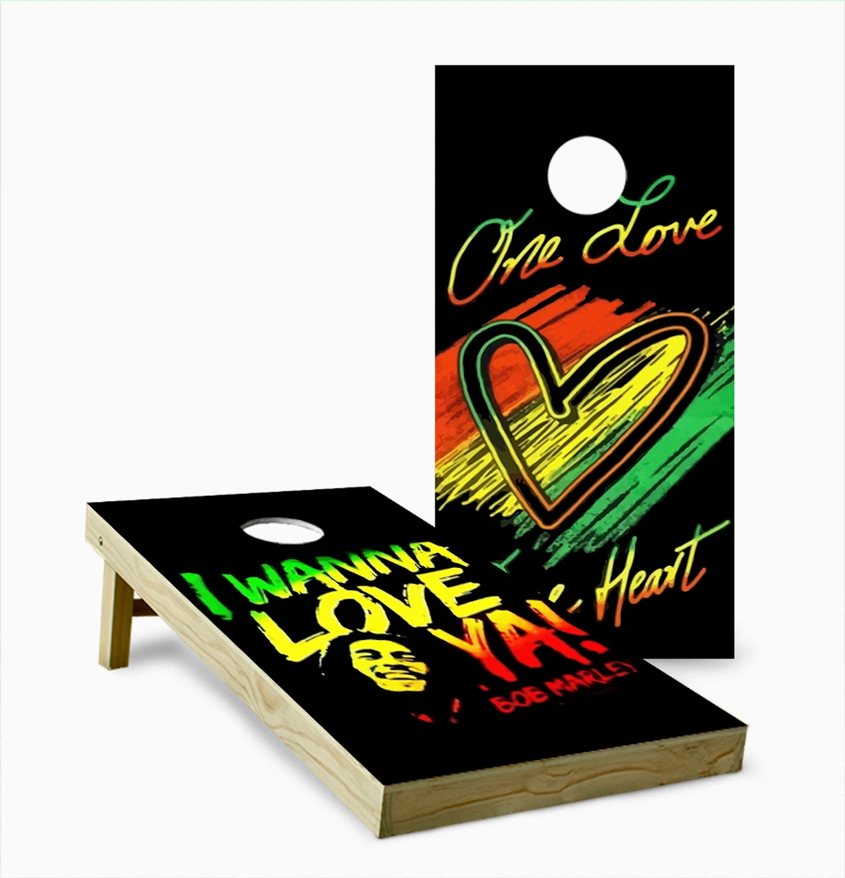 Bob Marley Version 2 Cornhole Set With Bags 3 Bob Marley Version 2 Cornhole Set With Bags