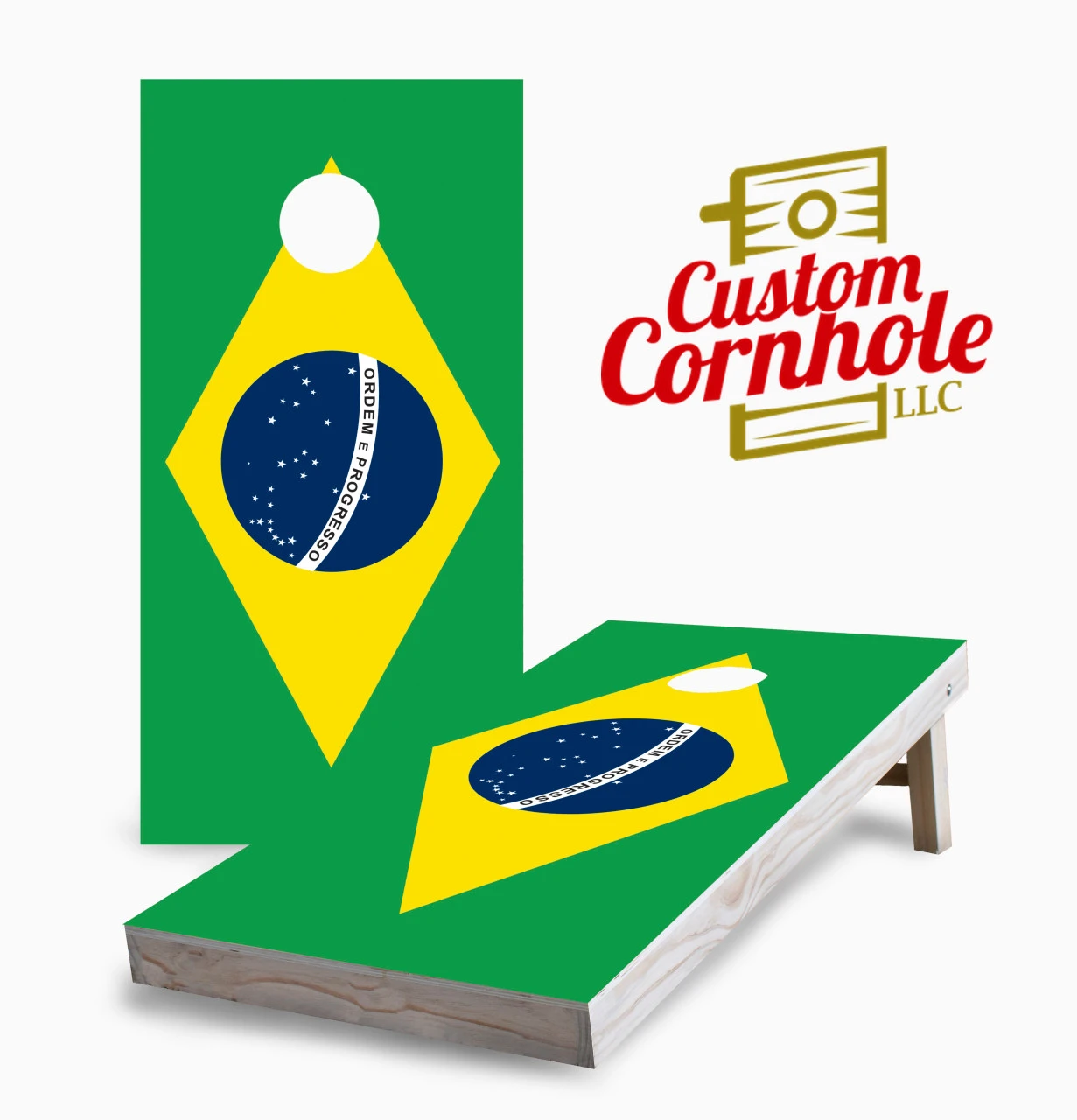 Brazilian Flag Cornhole Set With Bags 3 Brazilian Flag Cornhole Set With Bags