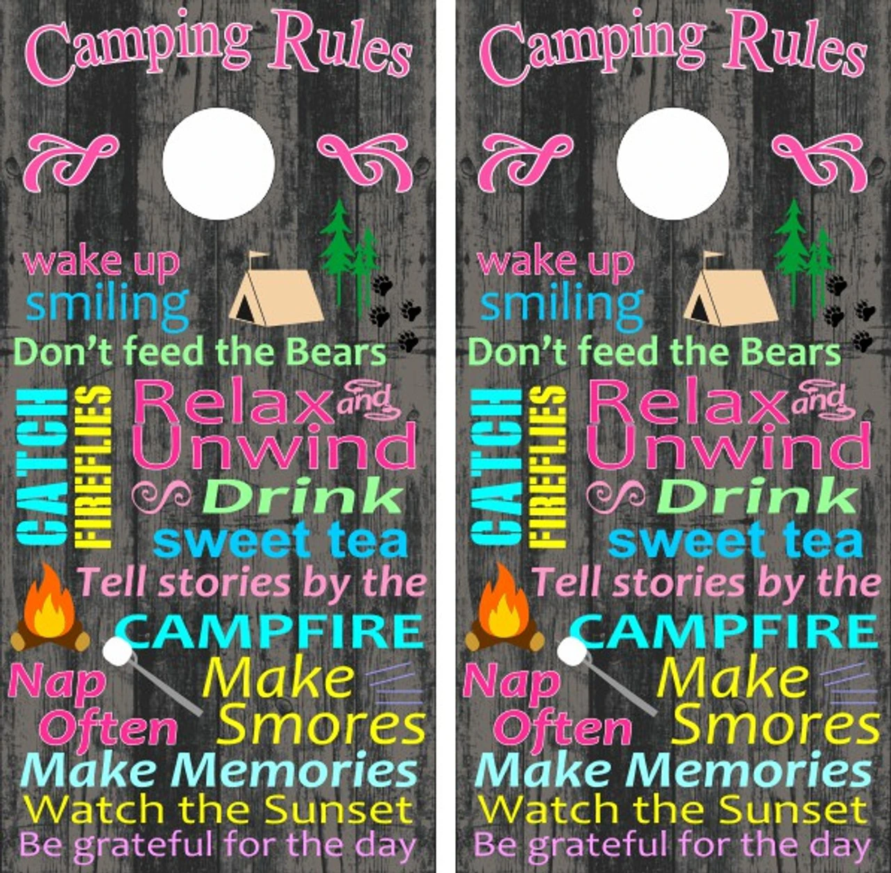 Camping Rules Cornhole Set With Bags 4 Camping Rules Cornhole Set With Bags - Image 2