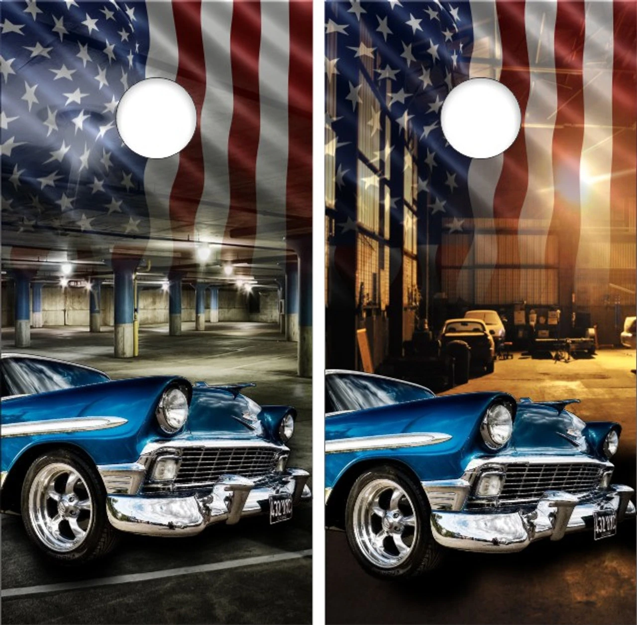 Classic Blue Hot Rod Car Version 3 Cornhole Set With Bags 4 Classic Blue Hot Rod Car Version 3 Cornhole Set With Bags - Image 2