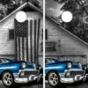 Classic Blue Hot Rod Car Version 8 Cornhole Wraps - Set Of 2 -Best Toy Shop Classic Vintage Blue Hotrod Car with American Flag 6 72799.1712691495