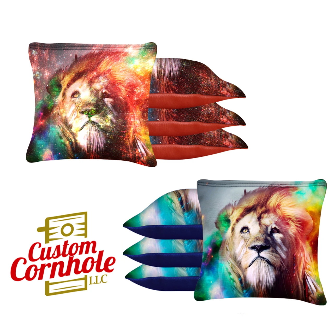 Colored Lion Tournament Cornhole Bags - Set Of 8 3 Colored Lion Tournament Cornhole Bags - Set Of 8