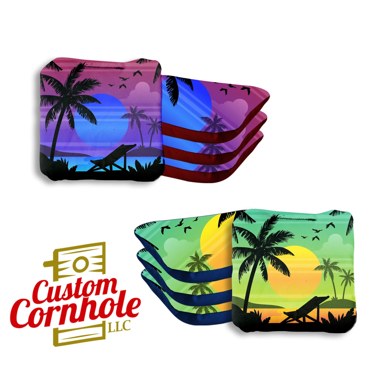 Colorful Beach Professional Cornhole Bags - Set Of 8 3 Colorful Beach Professional Cornhole Bags - Set Of 8