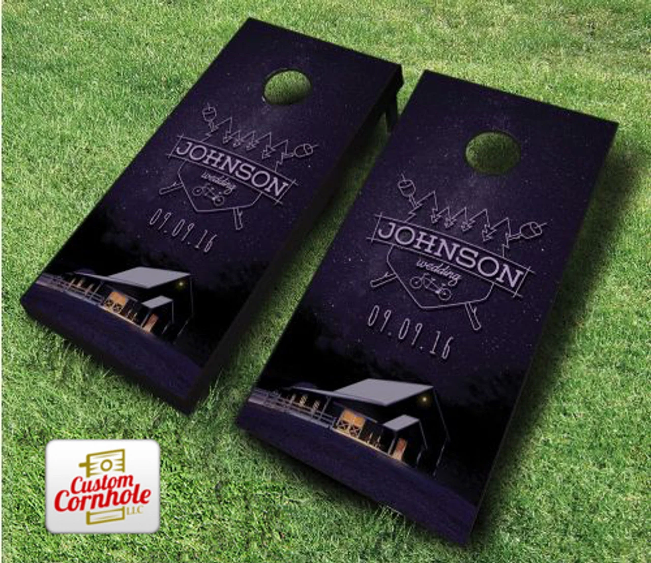 Country Rustic Campfire Wedding Cornhole Set With Bags 5 Country Rustic Campfire Wedding Cornhole Set With Bags - Image 3