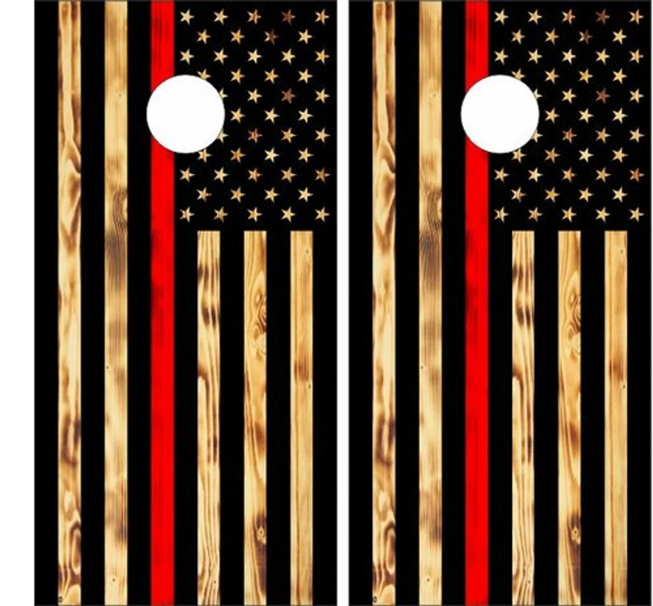 American Flag Burnt Wood Red Stripe Version 2 Cornhole Wraps - Set Of 2 3 American Flag Burnt Wood Red Stripe Version 2 Cornhole Wraps - Set Of 2