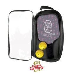 Custom Bride And Groom Date Rose Monogram Pickleball Paddle Set -Best Toy Shop Custom Cornhole LLC Pickleball 2 13046.1707871063