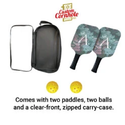 Custom Floral Monogram Pickleball Paddle Set -Best Toy Shop Custom Cornhole LLC Pickleball 3 10992.1707871789