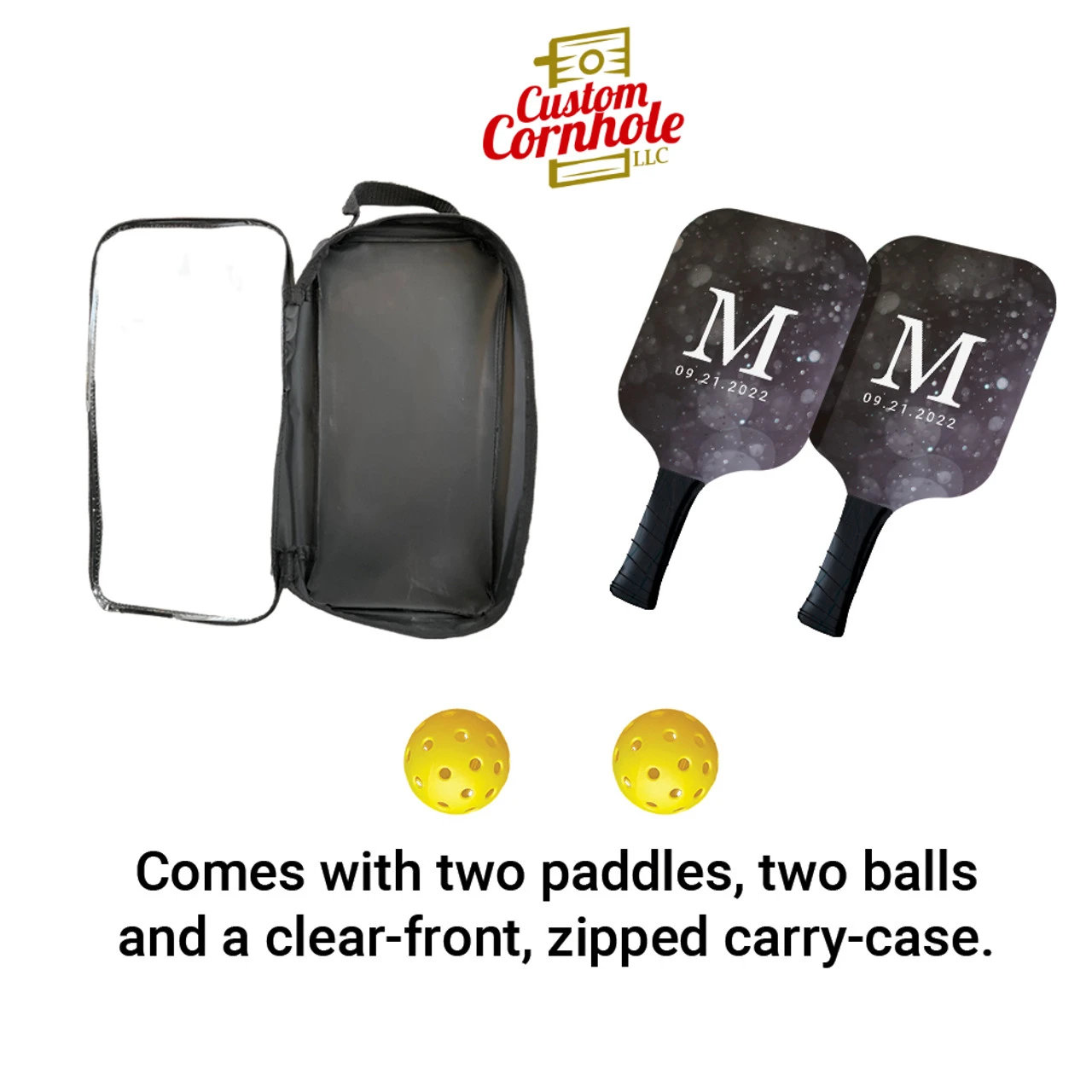 Custom Monogram And Date Pickleball Paddle Set 4 Custom Monogram And Date Pickleball Paddle Set - Image 2