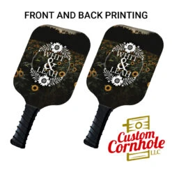 Custom Circle Flower Bride And Groom Pickleball Paddle Set