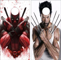 Wolverine And Deadpool Cornhole Wraps - Set Of 2