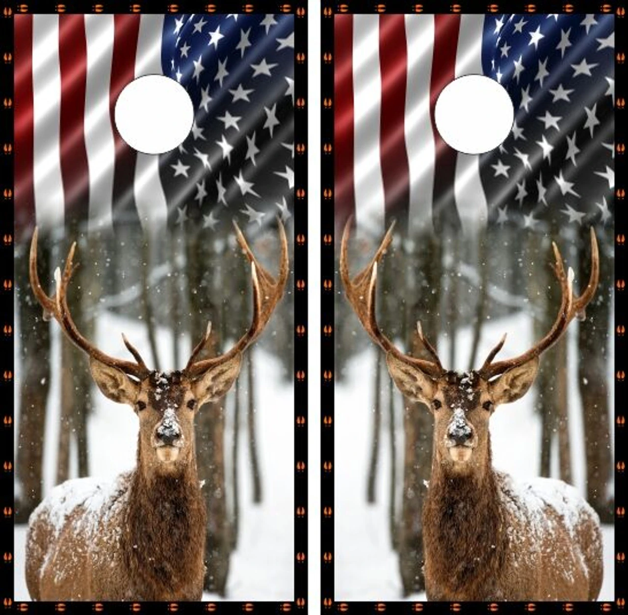Deer In Snow Cornhole Wraps - Set Of 2
