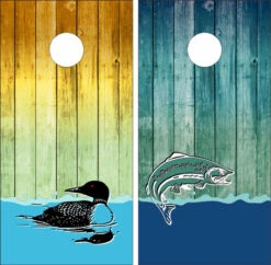 Duck And Fish Cornhole Wraps - Set Of 2