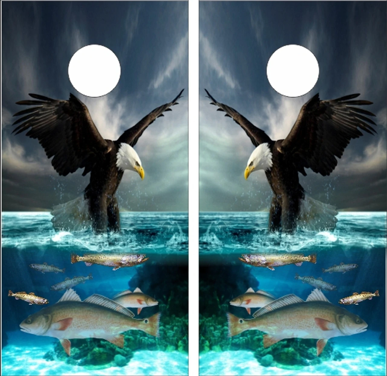 Eagle And Fish Cornhole Wraps - Set Of 2 3 Eagle And Fish Cornhole Wraps - Set Of 2