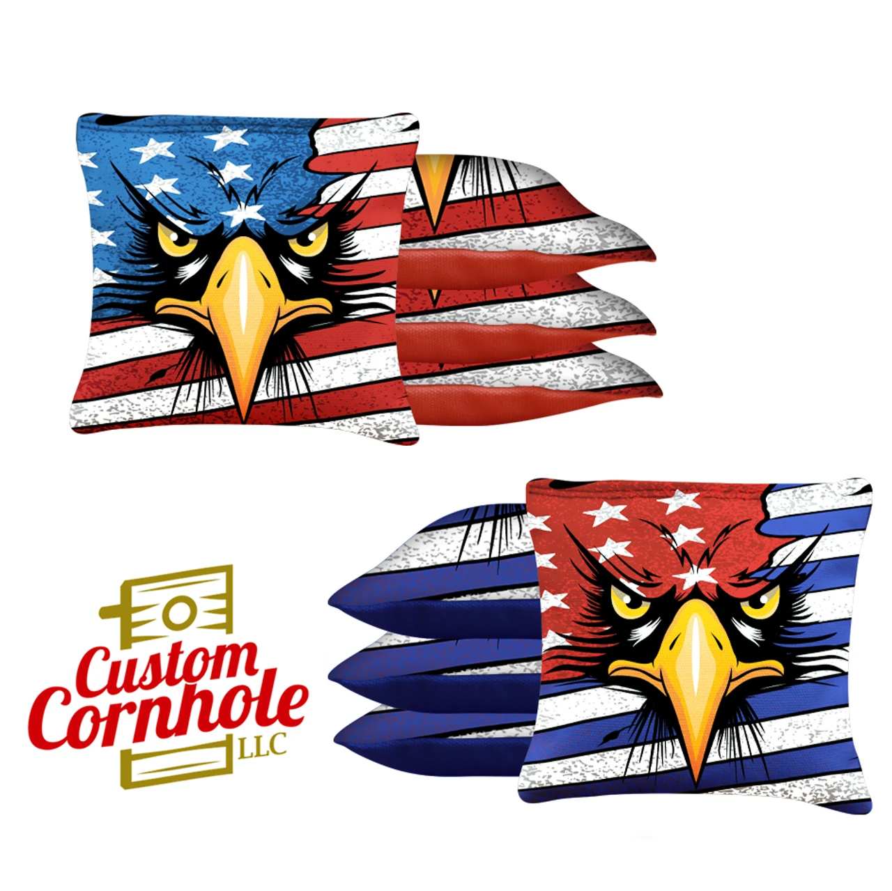 Eagle In Flag Tournament Cornhole Bags - Set Of 8 3 Eagle In Flag Tournament Cornhole Bags - Set Of 8