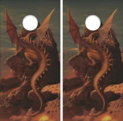 Earth And Fire Dragon Cornhole Wraps - Set Of 2