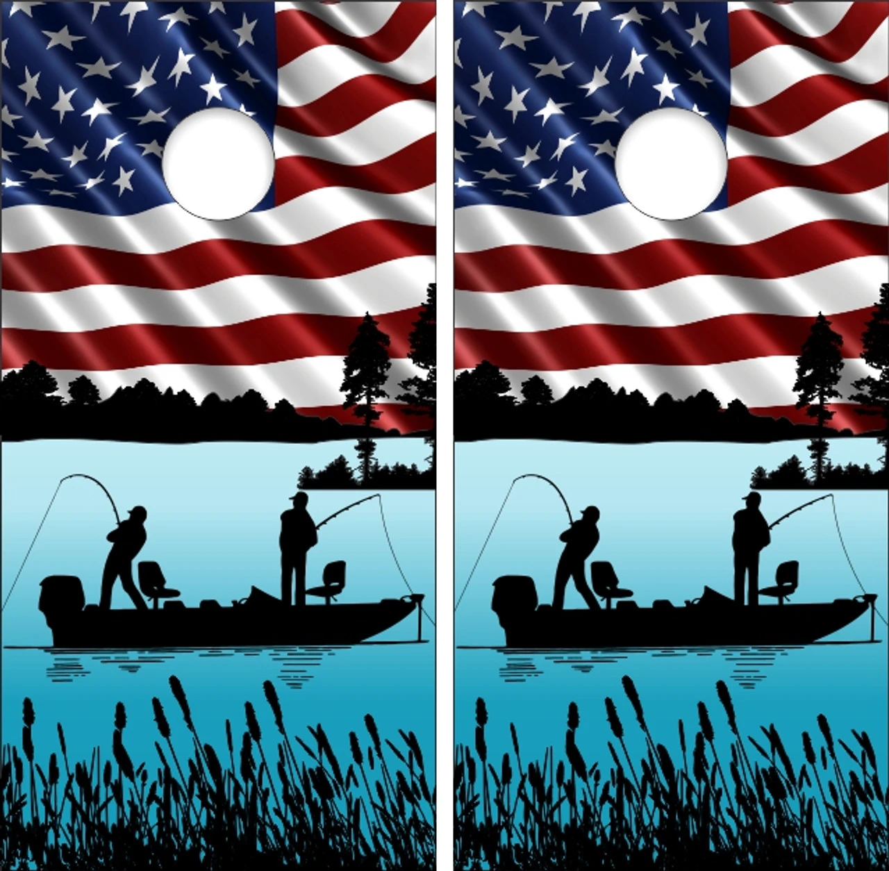 Fishing On Boat Cornhole Wraps - Set Of 2 3 Fishing On Boat Cornhole Wraps - Set Of 2