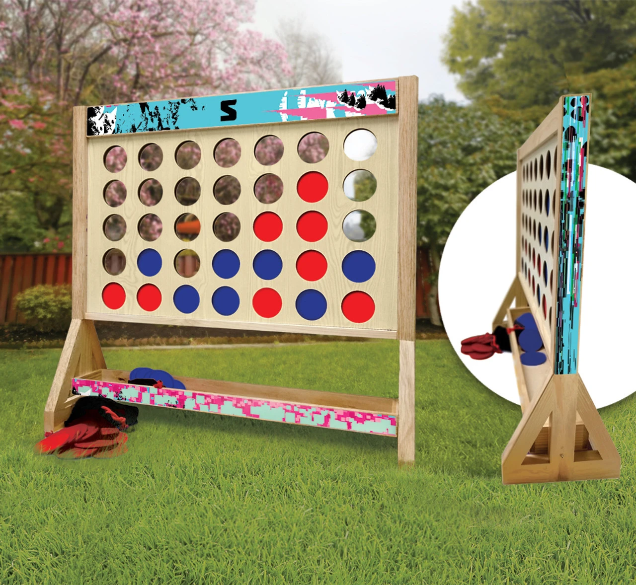 Monogram Glitch Art Kittens Giant Connect Four Game 3 Monogram Glitch Art Kittens Giant Connect Four Game