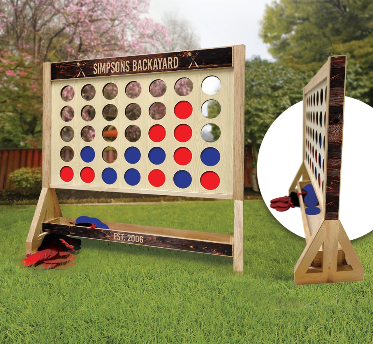 BBQ Backyard Personalized Giant Connect Four Game 3 BBQ Backyard Personalized Giant Connect Four Game