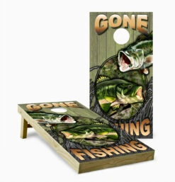 Gone Fishing Wood Version Cornhole Set With Bags