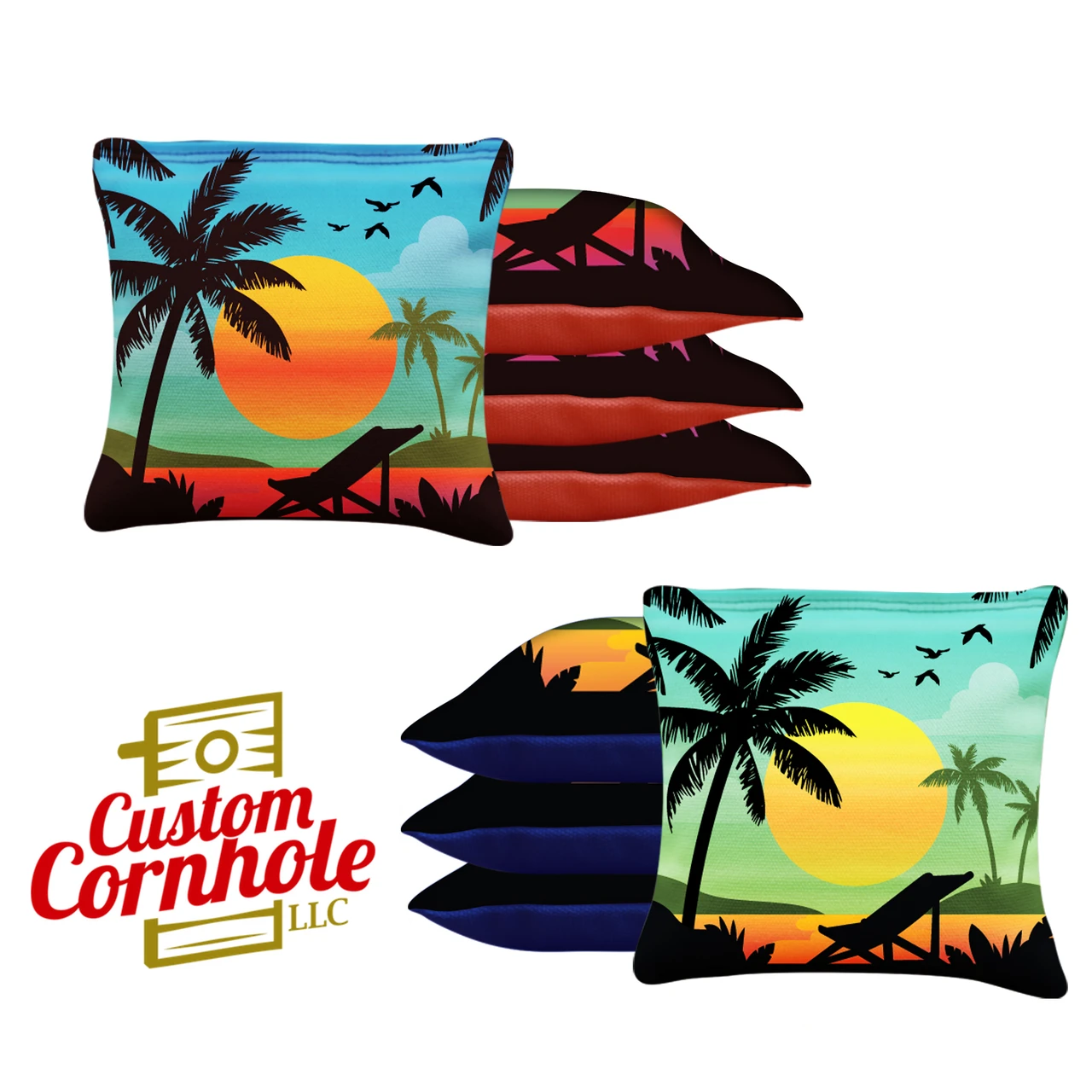 Green Blue Beach Tournament Cornhole Bags - Set Of 8 3 Green Blue Beach Tournament Cornhole Bags - Set Of 8