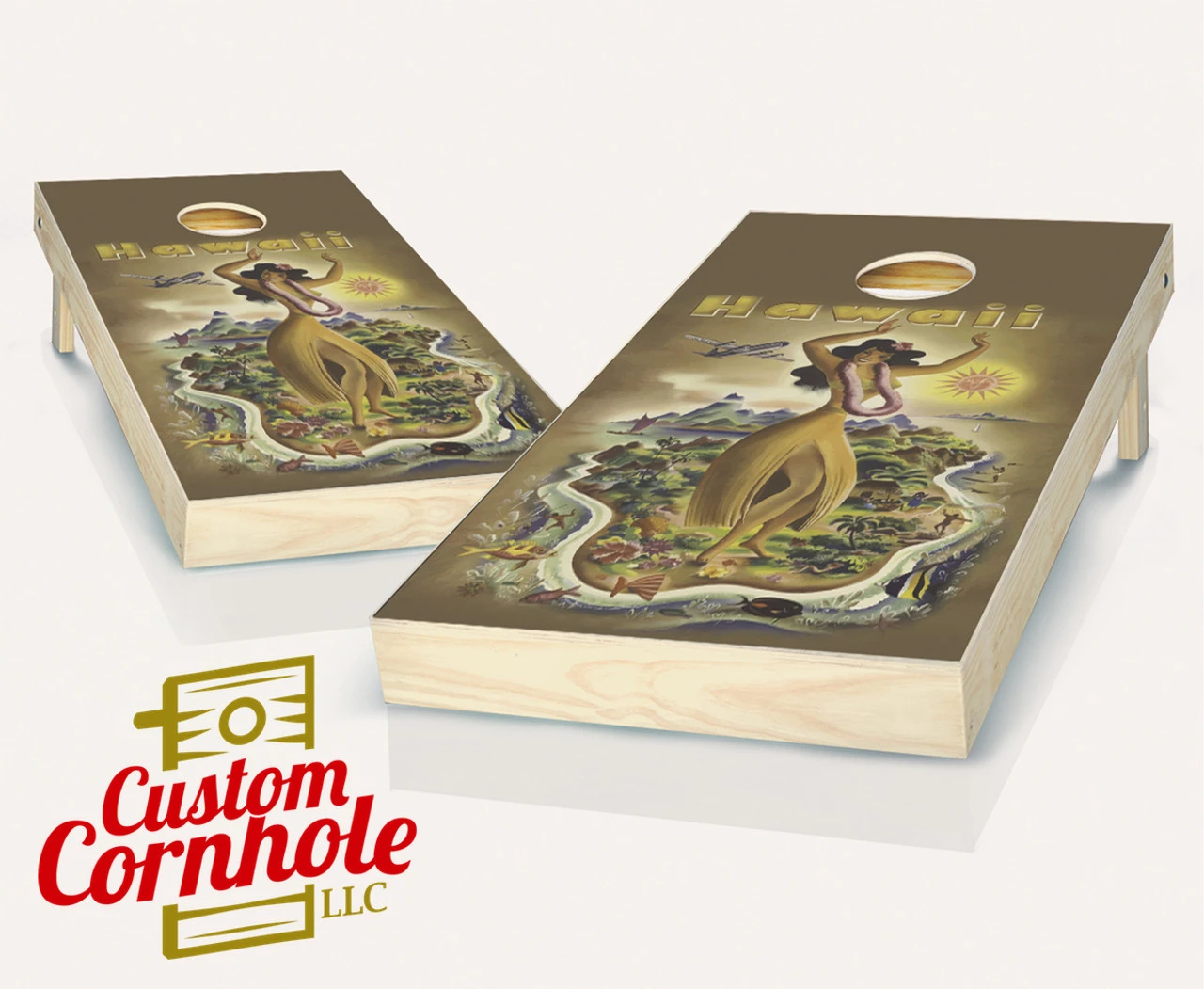 Hawaii Poster Cornhole Set With Bags 3 Hawaii Poster Cornhole Set With Bags