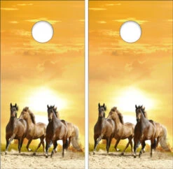 Horses On Beach Cornhole Wraps - Set Of 2