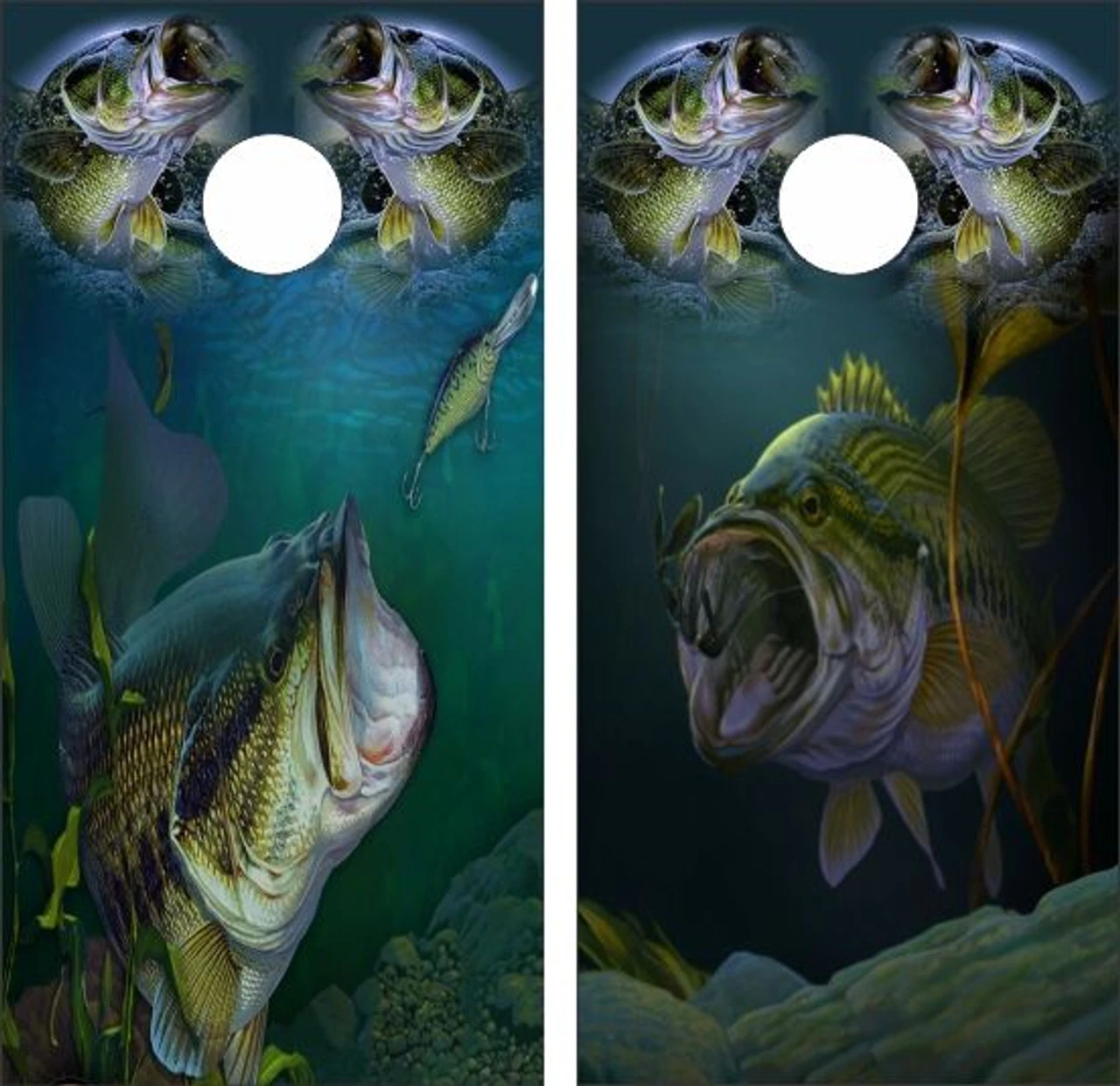 Largemouth Bass Collage Cornhole Wraps - Set Of 2 3 Largemouth Bass Collage Cornhole Wraps - Set Of 2