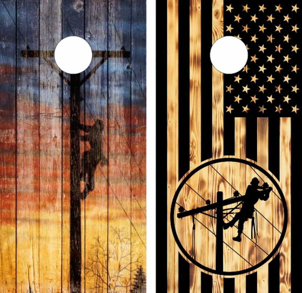 Electrical Lineman Version 2 Cornhole Wraps - Set Of 2 3 Electrical Lineman Version 2 Cornhole Wraps - Set Of 2