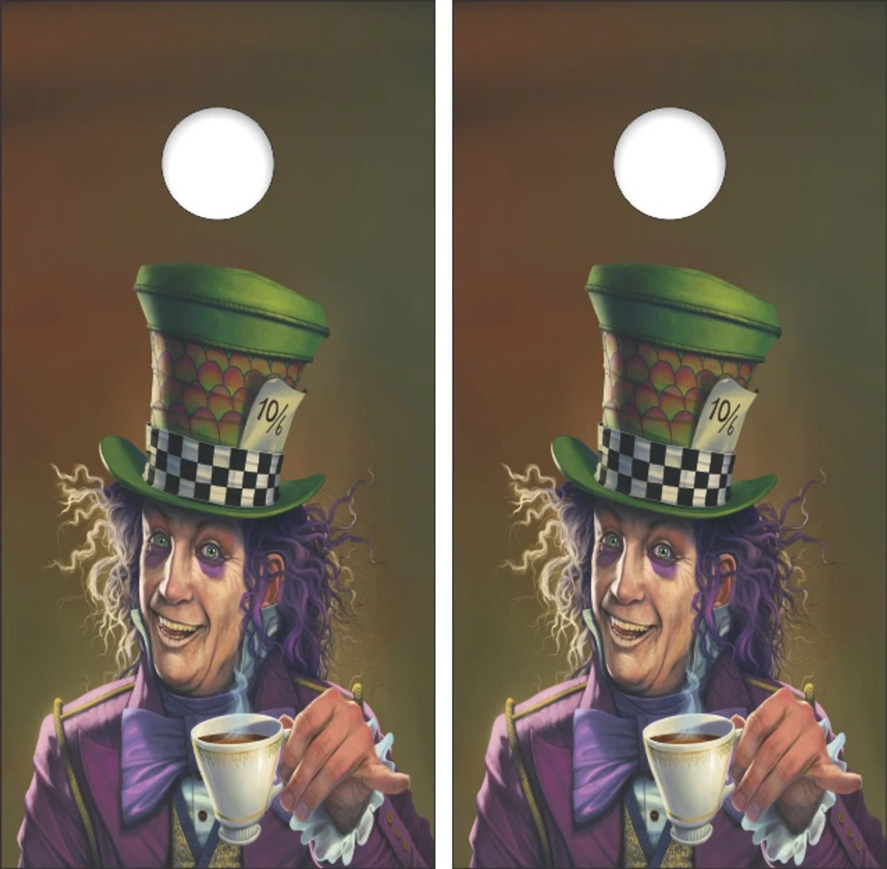 Mad Hatter Cornhole Wraps - Set Of 2 3 Mad Hatter Cornhole Wraps - Set Of 2