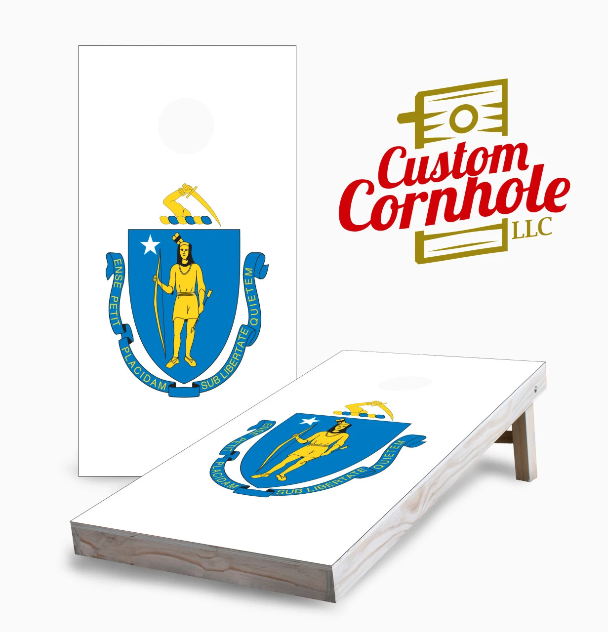 Massachusetts Flag Cornhole Set With Bags 3 Massachusetts Flag Cornhole Set With Bags