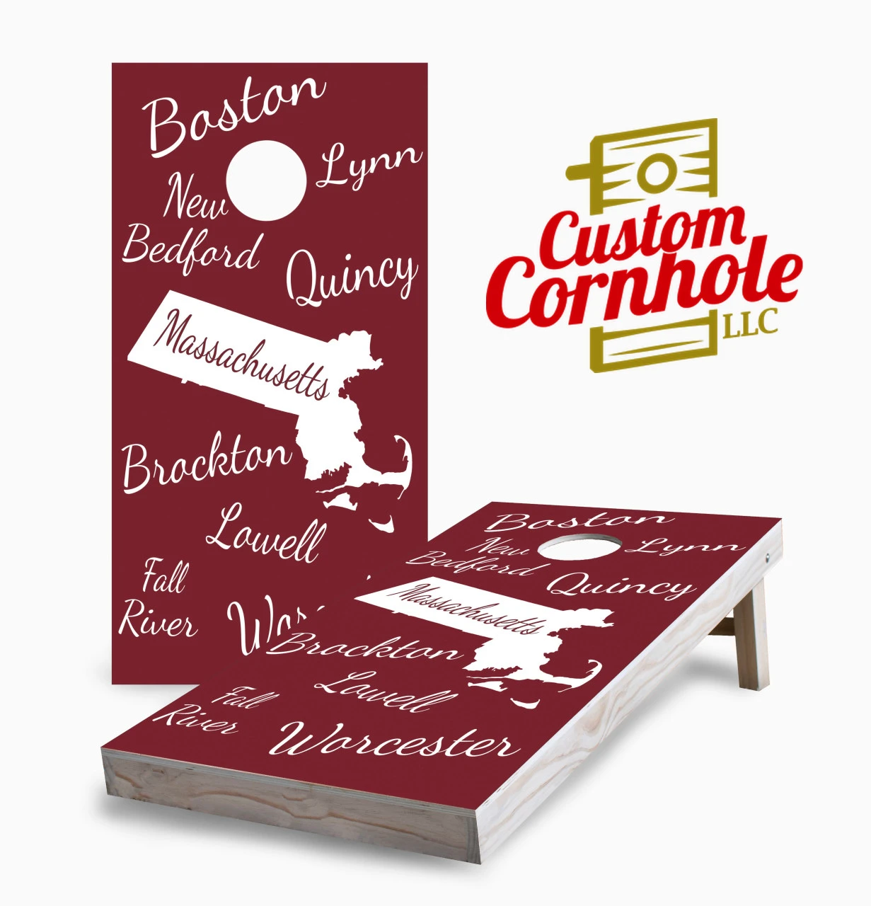 Massachusetts State Pride Cornhole Set With Bags 3 Massachusetts State Pride Cornhole Set With Bags