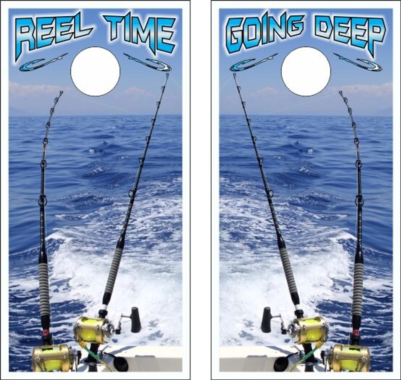 Deep Sea Fishing Cornhole Wraps - Set Of 2 3 Deep Sea Fishing Cornhole Wraps - Set Of 2