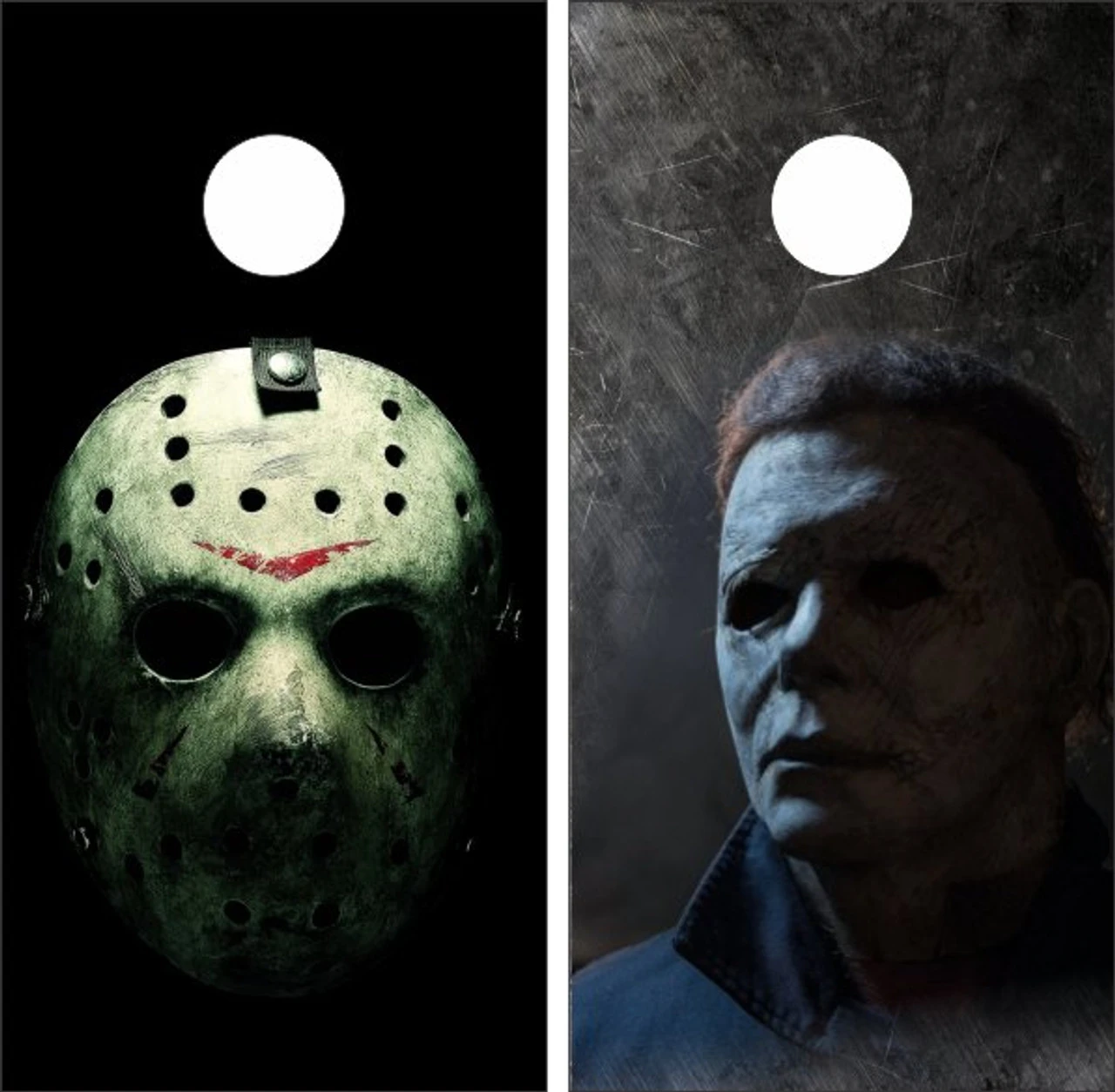 Michael Myers Vs Jason Cornhole Wraps - Set Of 2 3 Michael Myers Vs Jason Cornhole Wraps - Set Of 2