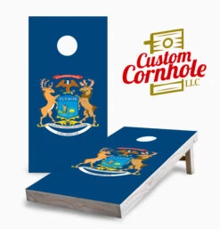 Michigan Flag Cornhole Set With Bags